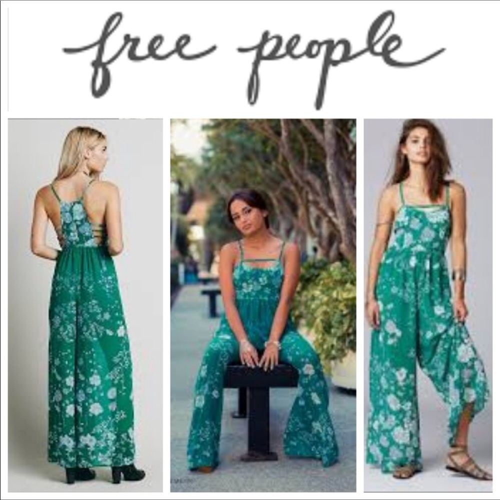Size 0 FREE PEOPLE emerald Meadow Rue Jumpsuit NWT